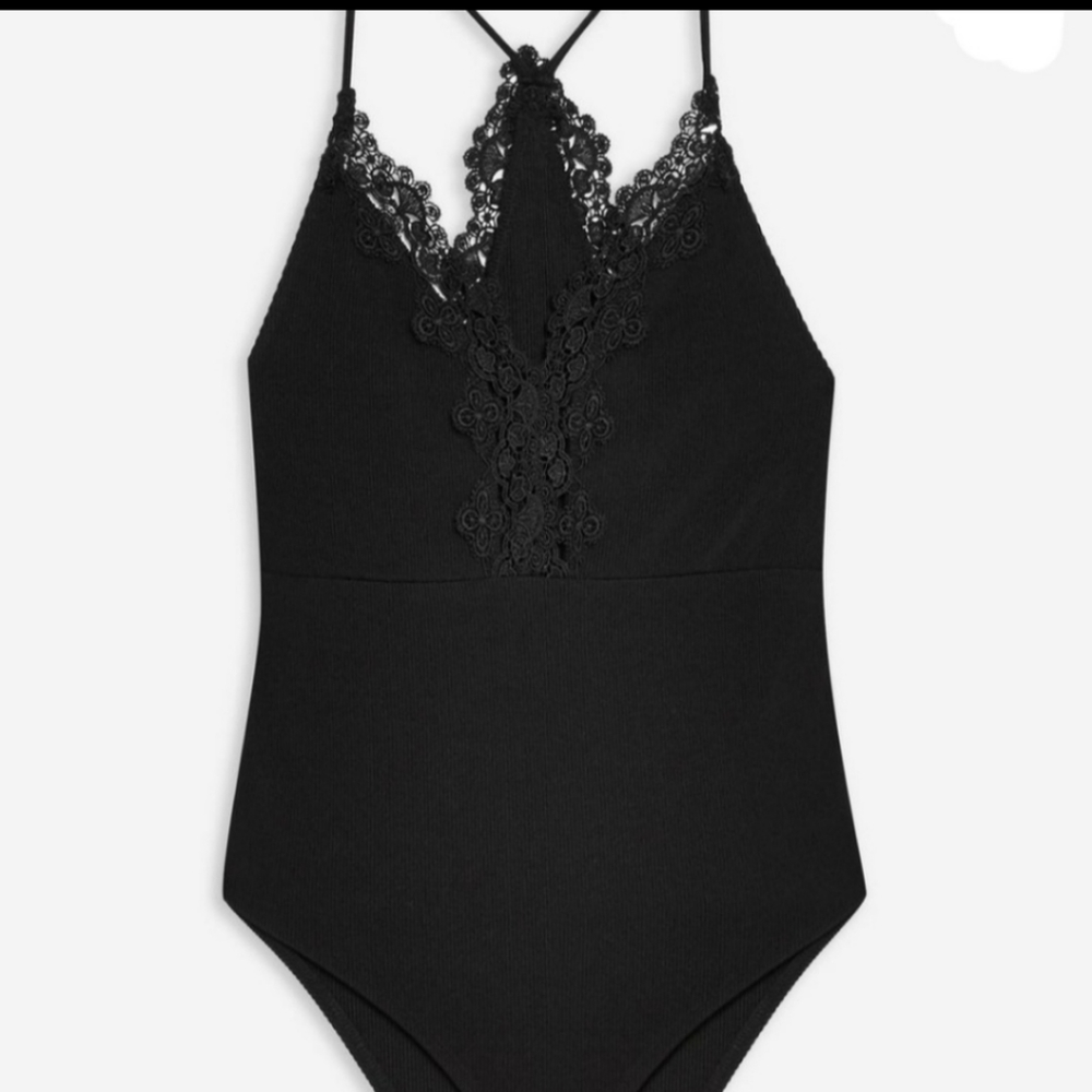 BNWT TopShop ribbed lace trimmed body suit - Picture 4 of 5